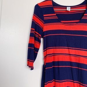 Old  Navy blue & red striped long sleeve dress